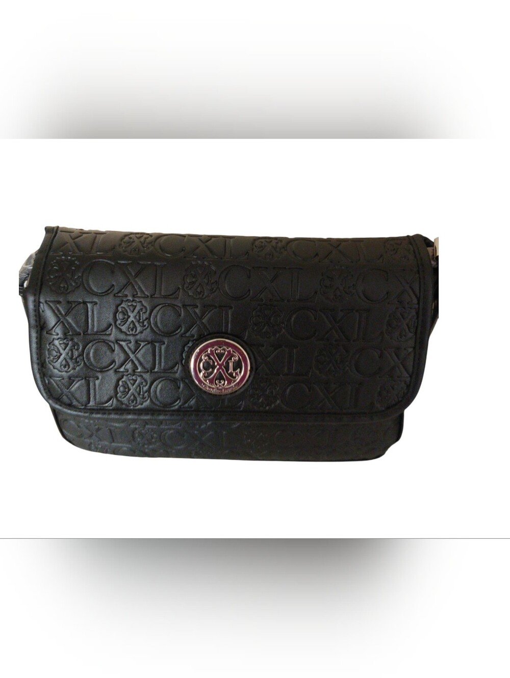 Christian Lacroix Black Embossed CXL Flap Crossbody Bag